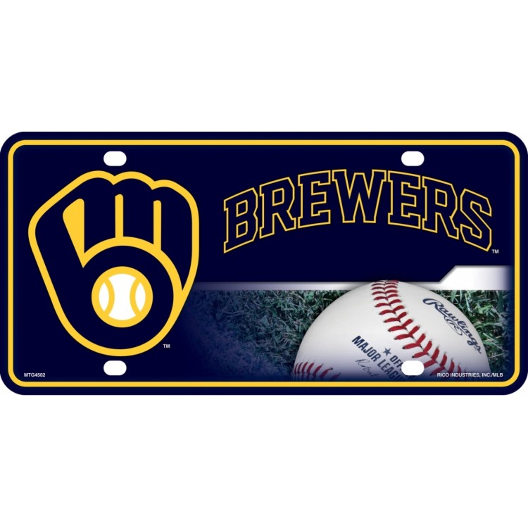 Picture of 212 Main MTG4502 6 x 12 in. Milwaukee Brewers Metal License Plate