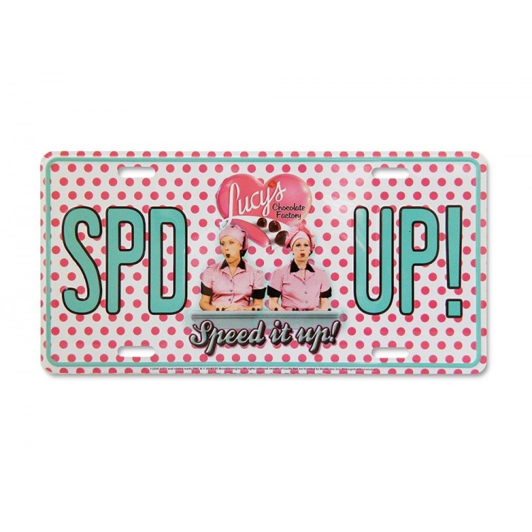 L5797 6 x 12 in. I Love Lucy Chocolate Spd Up Metal License Plate