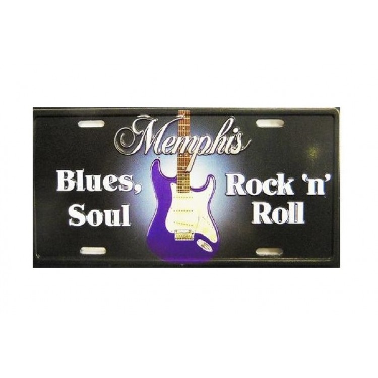 M5956 6 x 12 in. Memphis Guitar Metal License Plate
