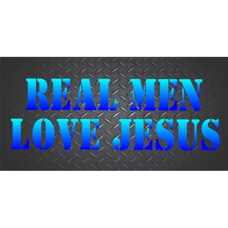 LPO1243 Real Men Love Jesus Black Diamond License Plate