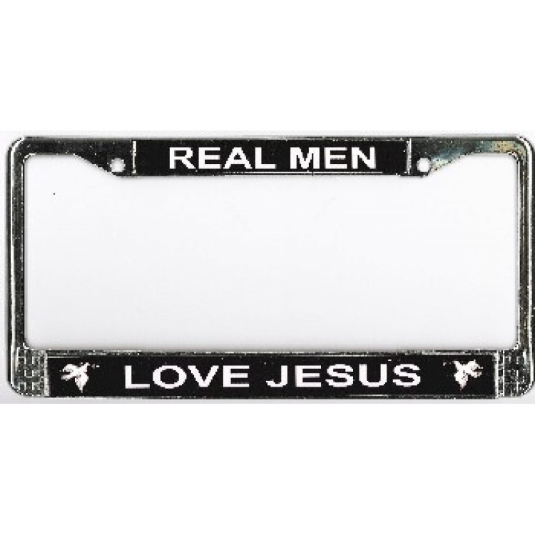 Picture of 212 Main 038-1004-00 Real Men Love Jesus Photo License Plate Frame, Free Screw Caps
