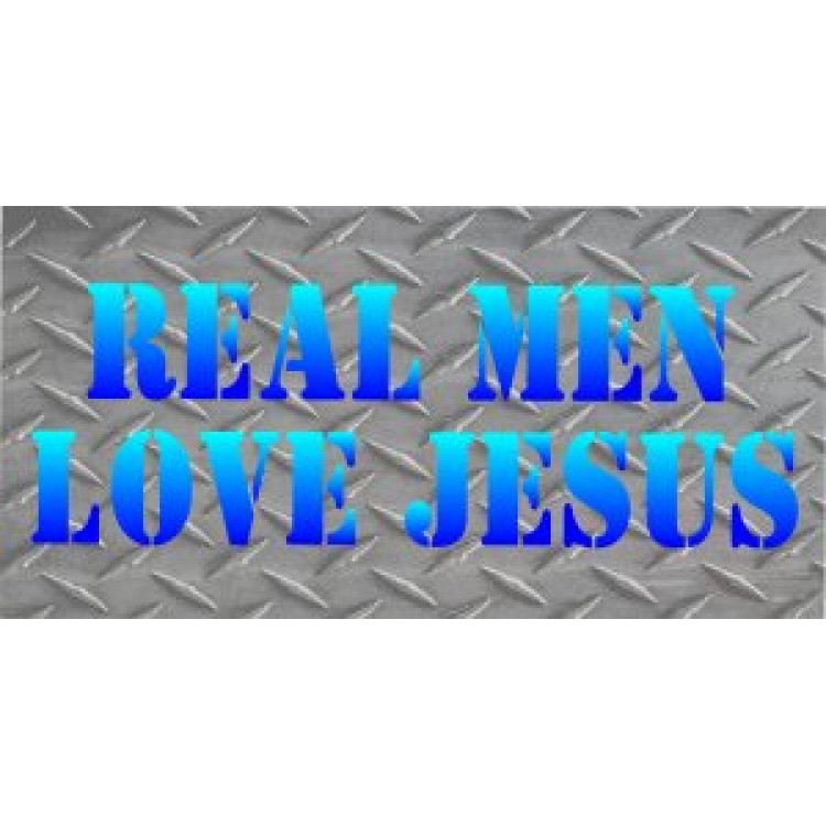 LPO1244 Real Men Love Jesus Silver Diamond License Plate