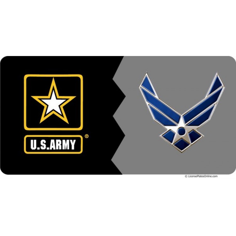 Army & Air Force House Divided Photo License Plate