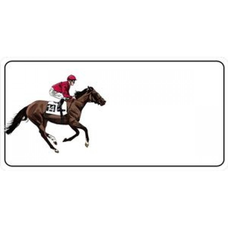 LPO688 Jockey Offset on White Photo License Plate