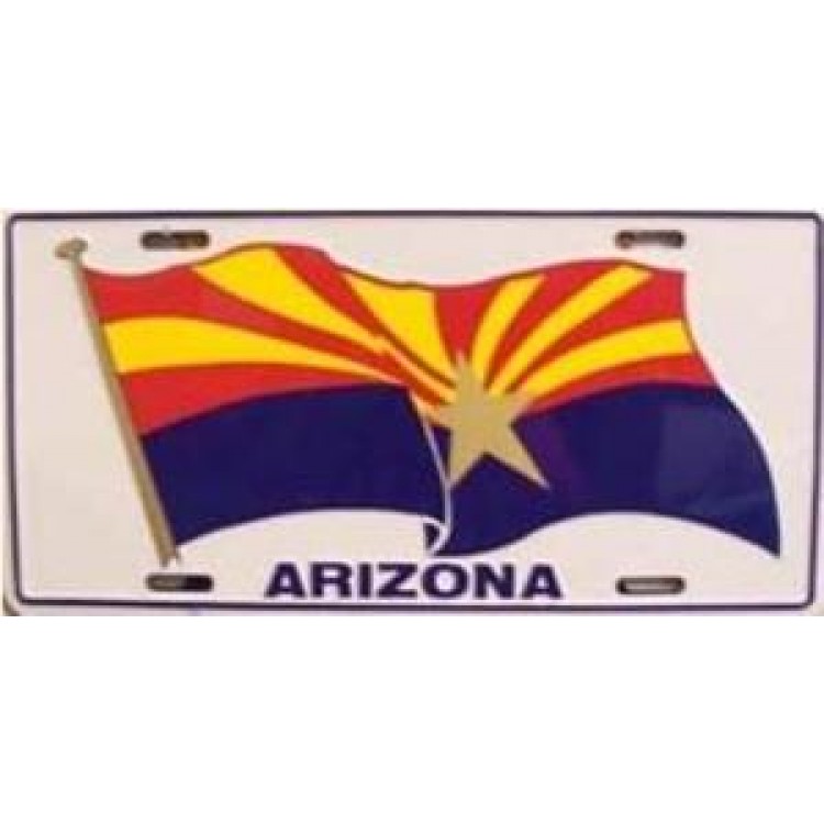 Picture of 212 Main 355 6 x 12 in. Arizona Waving Flag White License Plate