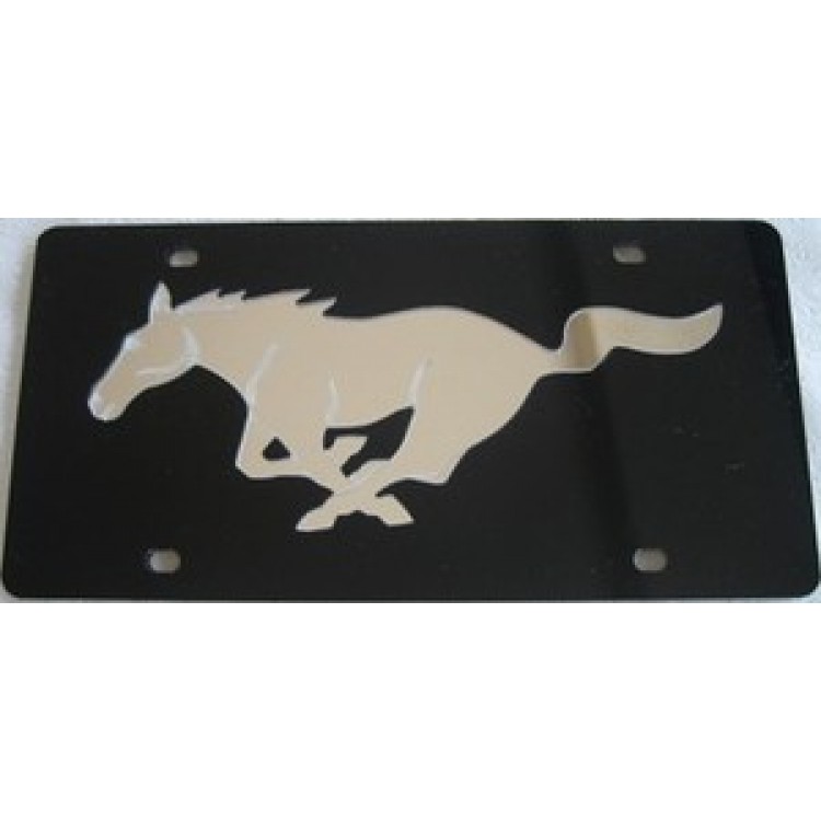 MUS-BL-LS 6 x 12 in. Ford Mustang Black Laser License Plate