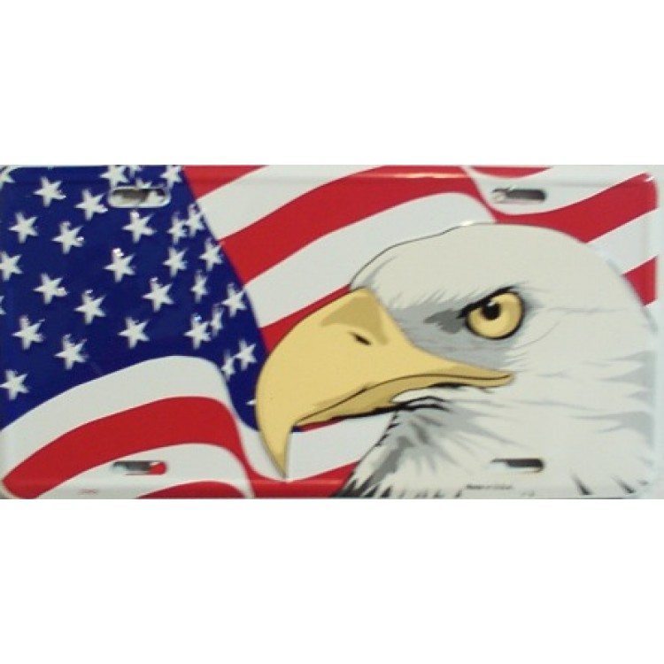 6 x 12 in. American Flag Eagle License Plate