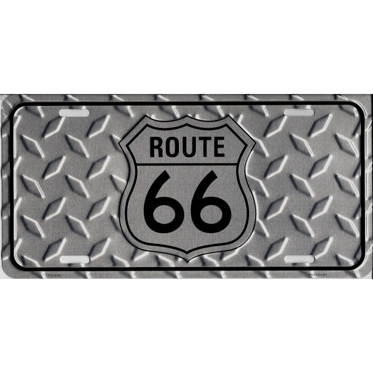 LPS1006 6 x 12 in. Route 66 Diamond Cut License Plate