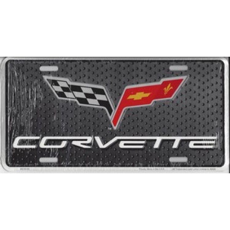 MC50152 6 x 12 in. Corvette with Flags License Plate