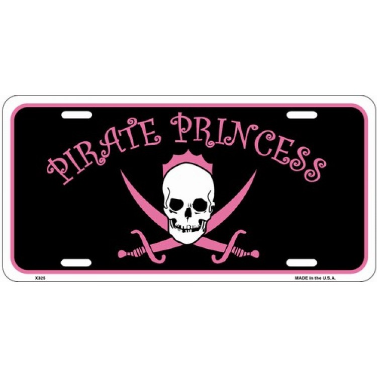sax325 6 x 12 in. Pirate Princess License Plate