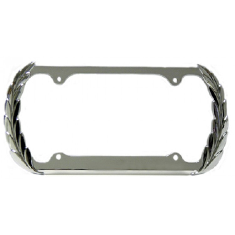 Wreath Chrome License Plate Frame, Free Screw Caps