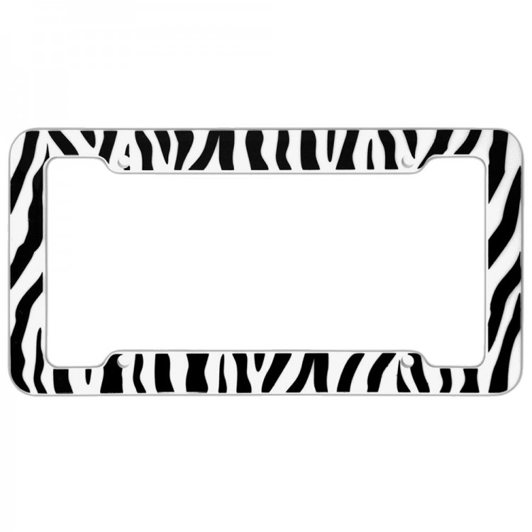 Zebra Print Plastic License Plate Frame, Free Screw Caps