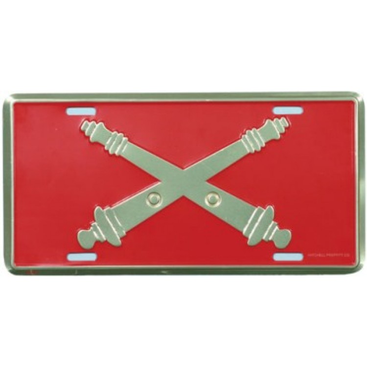 Field Artillery Crossed Cannons License Plate - Multicolor - 6 x 12 in. - Durable Design