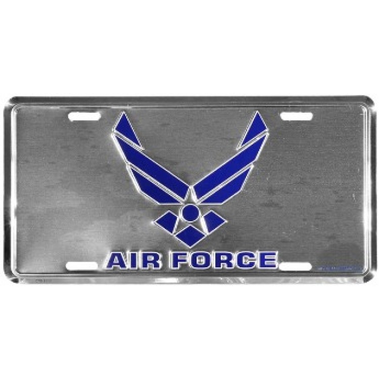 LAF38 6 x 12 in. Air Force Wing Logo on Chrome License Plate
