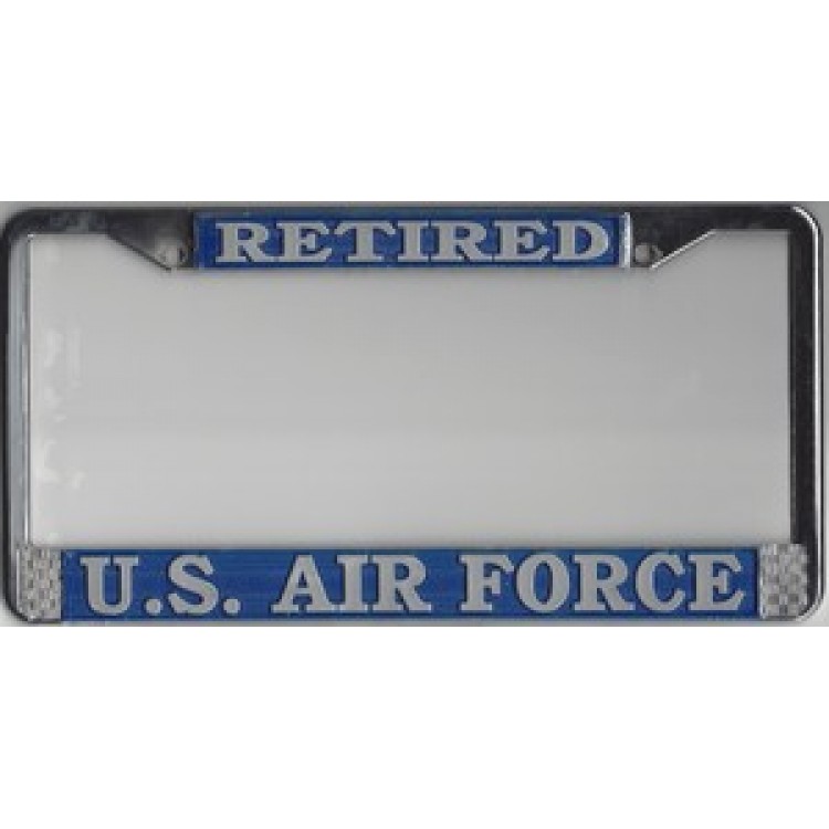 LFAF02 U.S. Air Force Retired Chrome License Plate Frame, Free Screw Caps