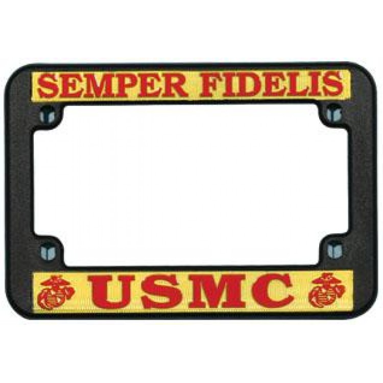 LFM04 USMC Motorcycle Plastic License Plate Frame, Free Screw Caps