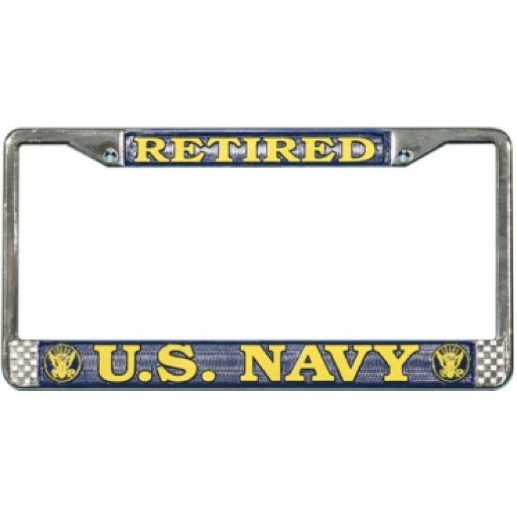 LFN04 6 x 12 in. U.S. Navy Retired License Plate Frame, Free Screw Caps