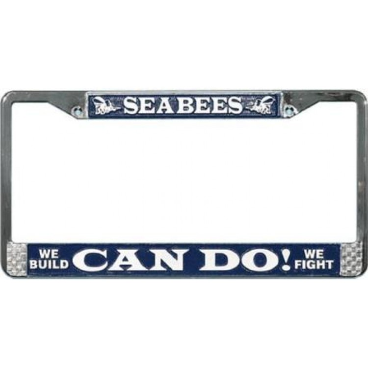 LFN08 6 x 12 in. U.S. Navy Seabees License Plate Frame, Free Screw Caps