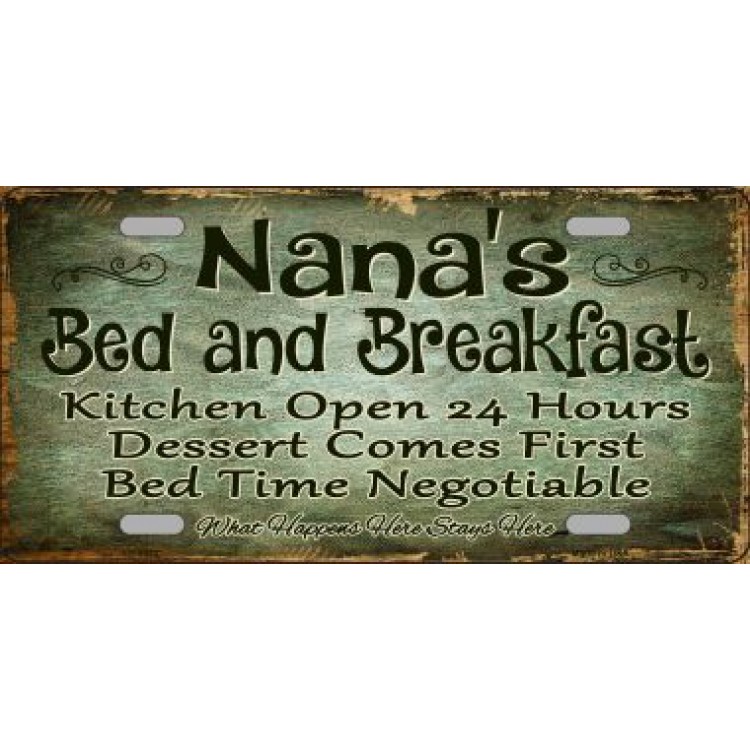 LP-9352 6 x 12 in. Nanas Bed & Breakfast Metal License Plate