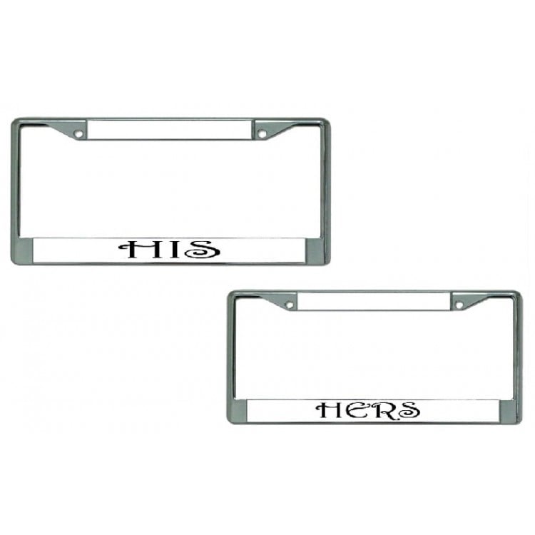 6 x 12 in. His & Hers Chrome License Plate Frames, Pack of 2