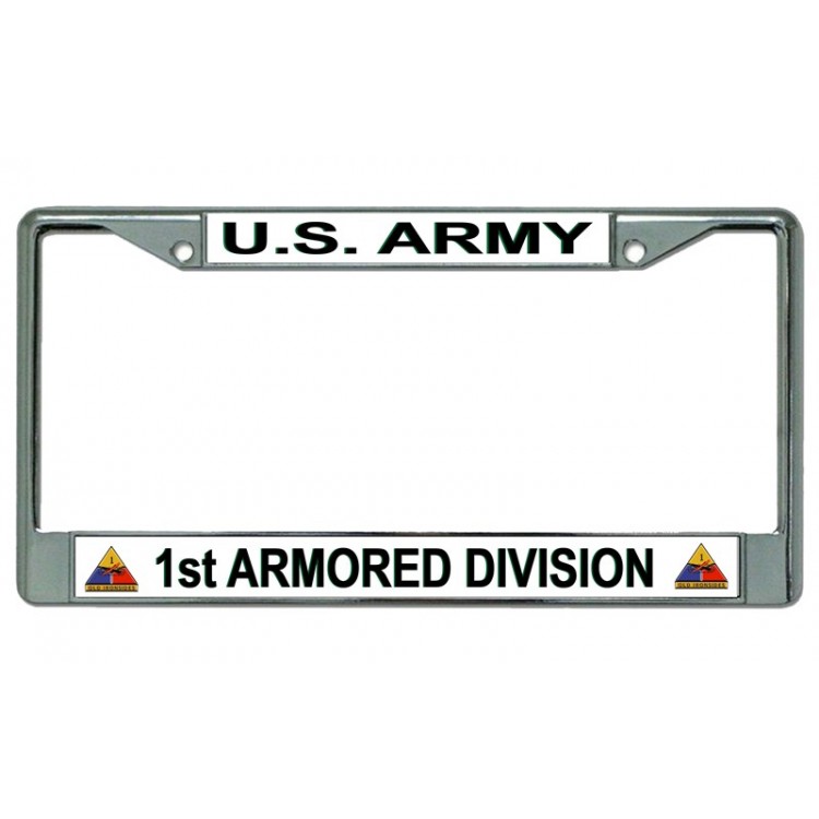 6 x 12 in. U.S. Army 1st Armored Division Chrome License Plate Frame