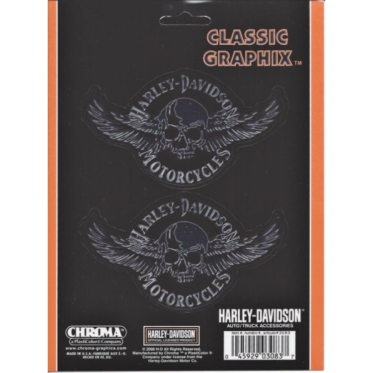 Picture of 212 Main C3083 3.5 x 2.5 in. Harley-Davidson Skull with Wings Decal Set