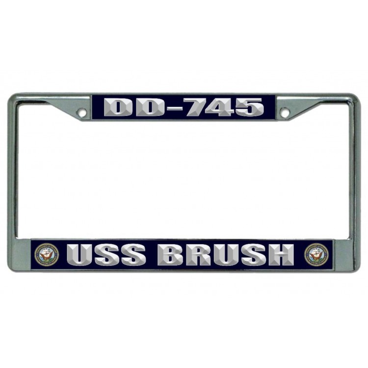 LPO4178 6 x 12 in. USS Brush DD-745 Chrome License Plate Frame -  212 Main