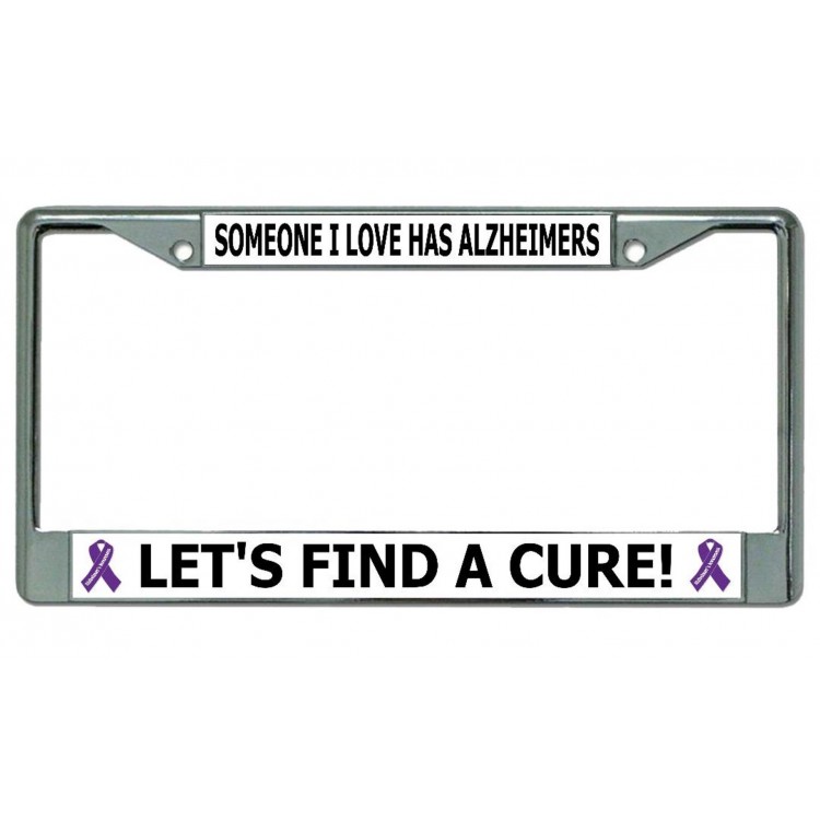 6 x 12 in. Lets Find a Cure Alzheimers Chrome License Plate Frame