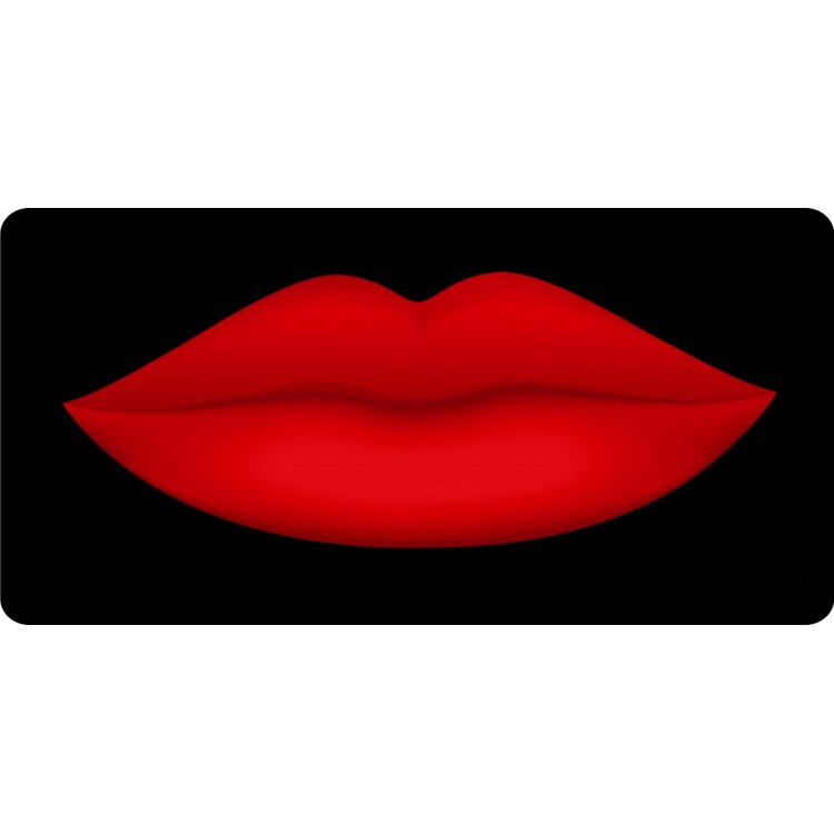 6 x 12 in. Red Lips on Black No.1 Photo License Plate