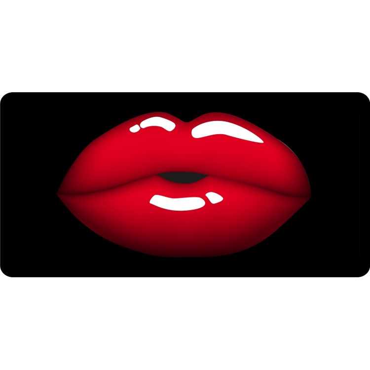 6 x 12 in. Red Lips on Black No.4 Photo License Plate