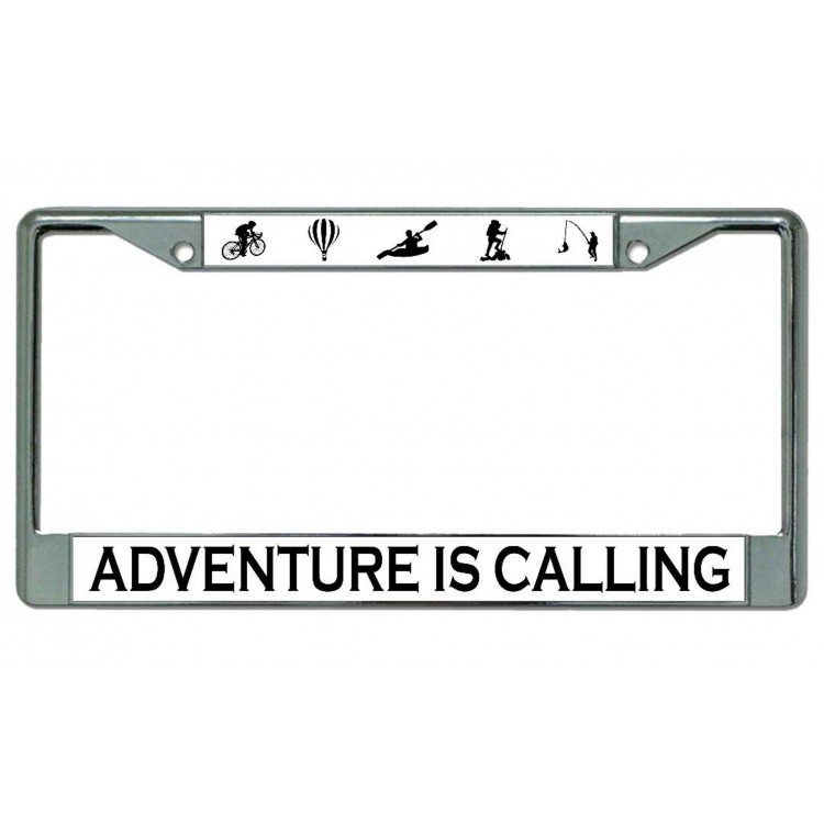LPO4210 6 x 12 in. Adventure is Calling Chrome License Plate Frame