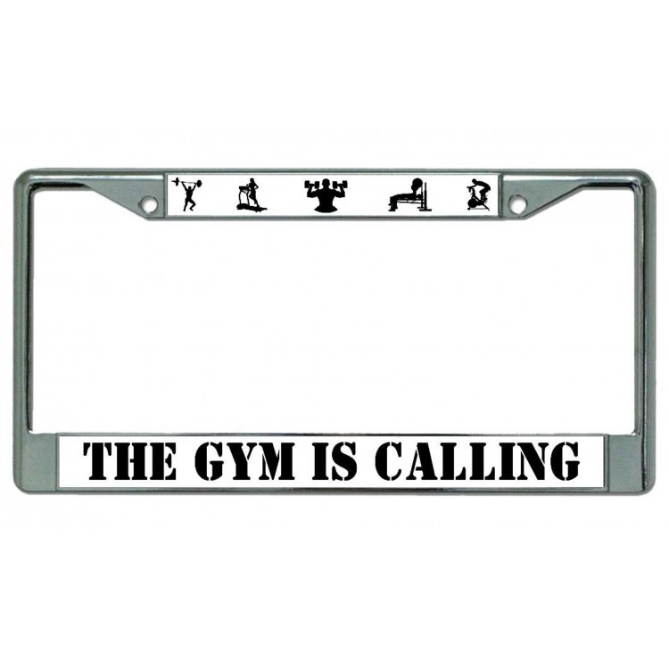 LPO4211 6 x 12 in. The Gym is Calling Chrome License Plate Frame