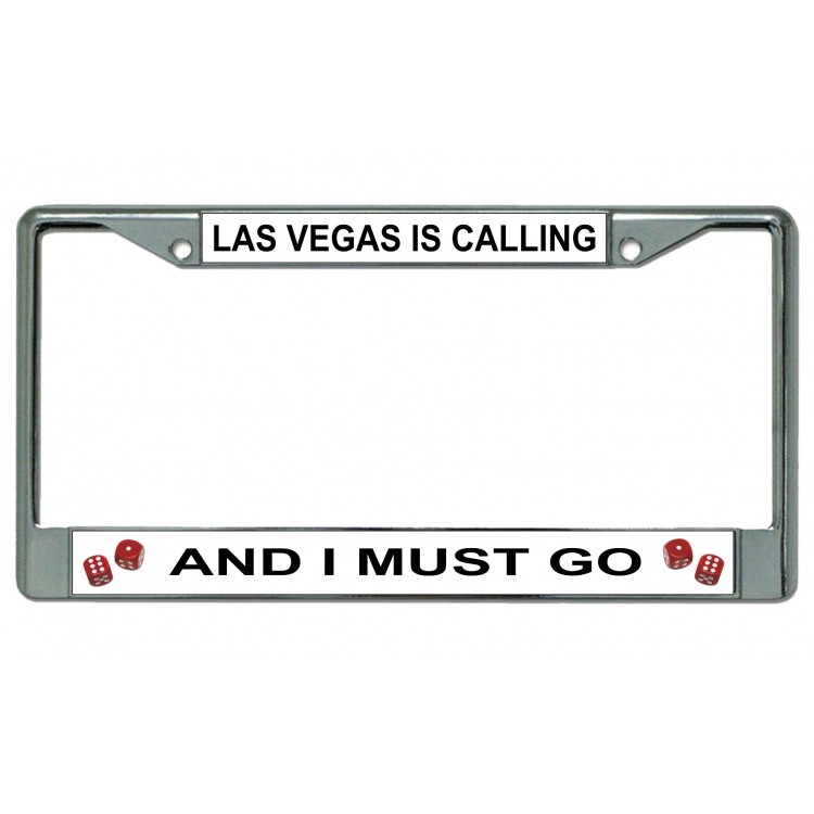 LPO4218 6 x 12 in. Las Vegas is Calling Chrome License Plate Frame