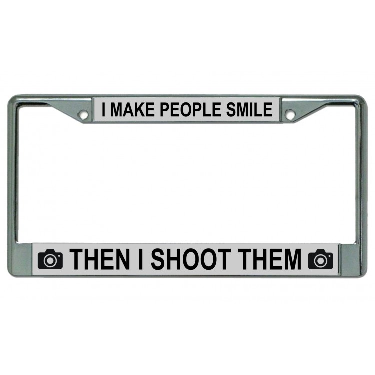 LPO4255 6 x 12 in. I Make People Smile Chrome License Plate Frame