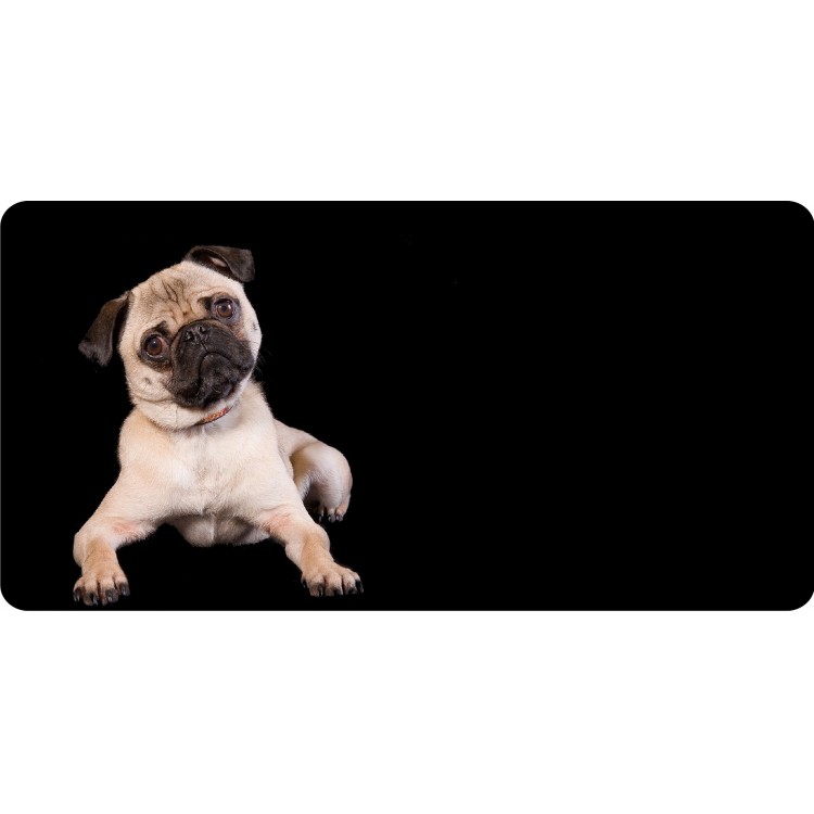 LPO4265 Pug on Black Offset Photo License Plate