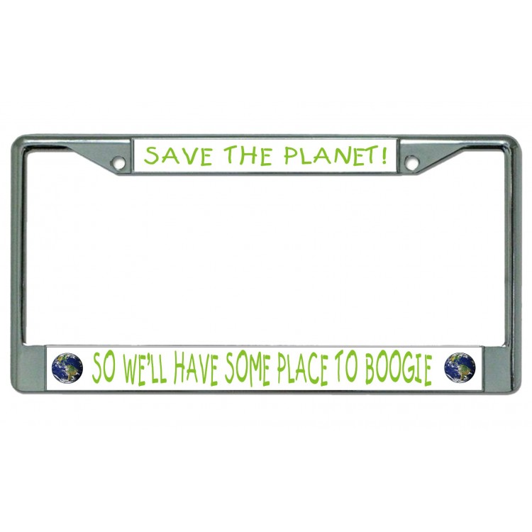 LPO4273 6 x 12 in. Save the Planet Chrome License Plate Frame