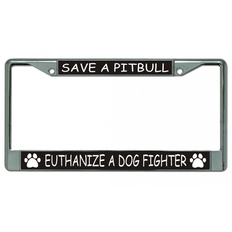 LPO4275 6 x 12 in. Save a Pitbull Chrome License Plate Frame