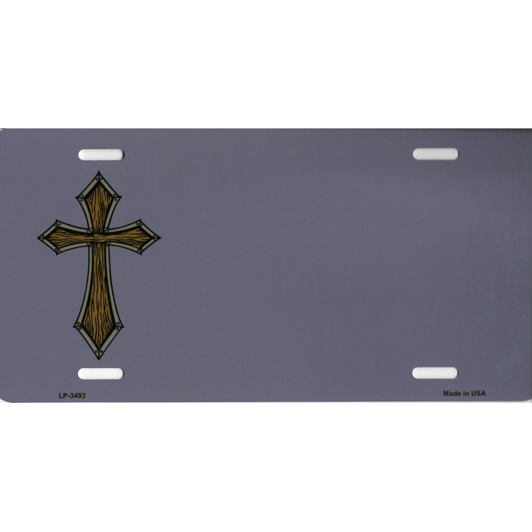 LP-3493 6 x 12 in. Cross Offset Metal License Plate