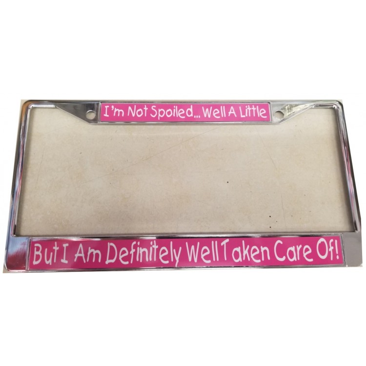 LPO4319 6 x 12 in. I am Not Spoiled Chrome License Plate Frame