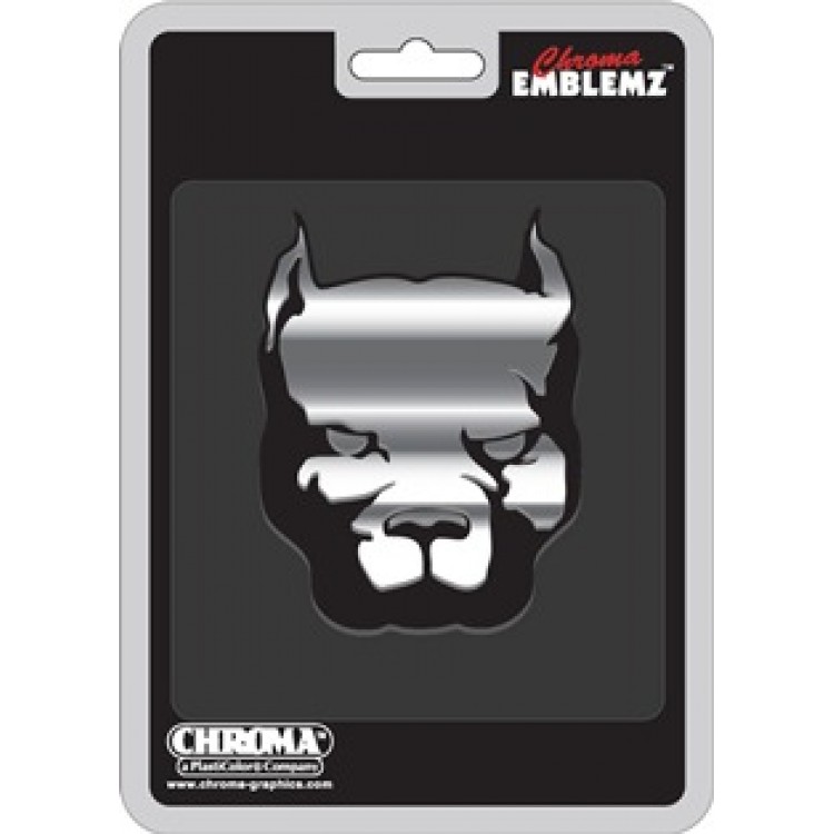 Picture of 212 Main CG9112 3 x 4 in. Pit Bull Chrome Auto Emblem
