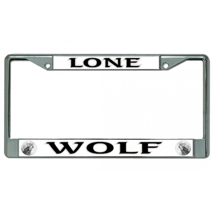 LPO4353 6 x 12 in. Lone Wolf Chrome License Plate Frame