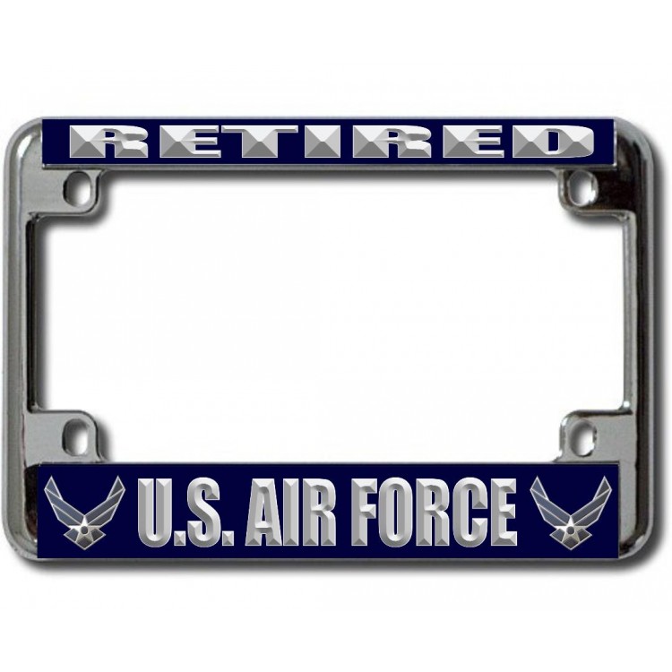 LPO4380 4 x 7 in. U.S. Air Force Retired Chrome Motorcycle License Plate Frame