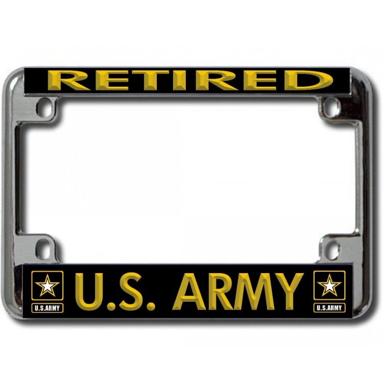 LPO4383 4 x 7 in. U.S. Army Retired Chrome Motorcycle License Plate Frame
