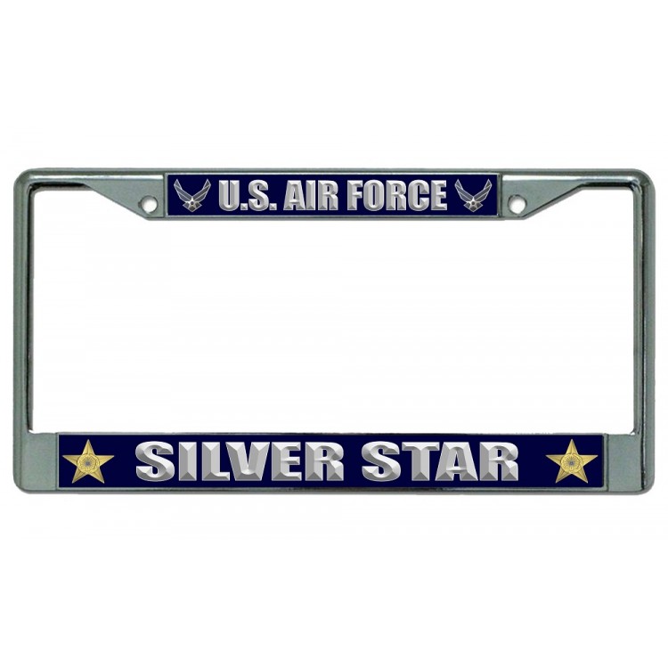LPO4413 6 x 12 in. U.S. Air Force Silver Star Chrome License Plate Frame