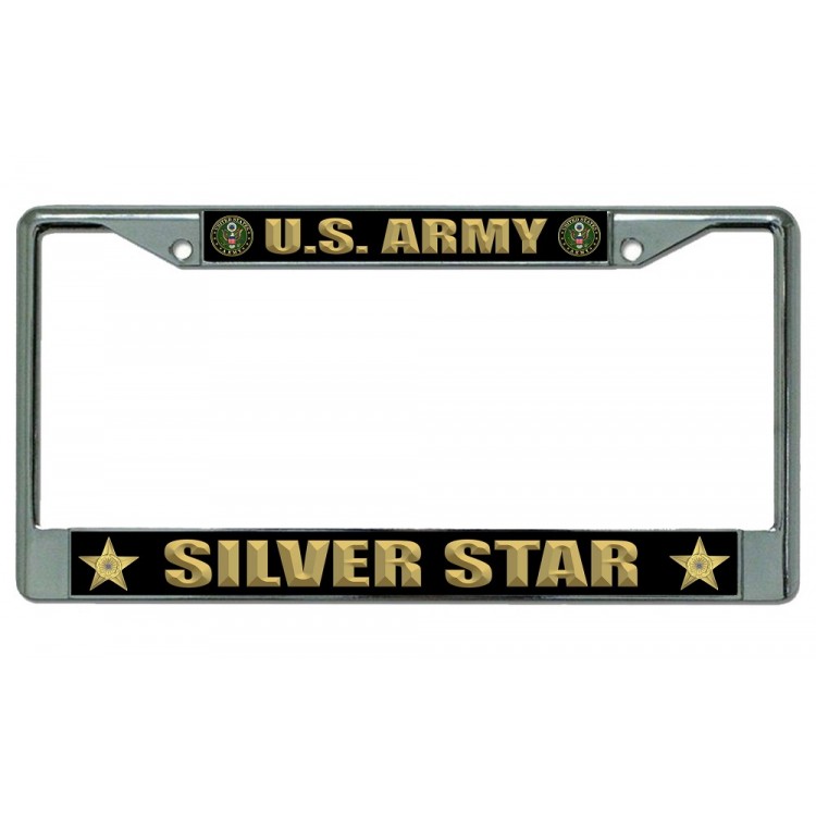 6 x 12 in. U.S. Army Silver Star Chrome License Plate Frame