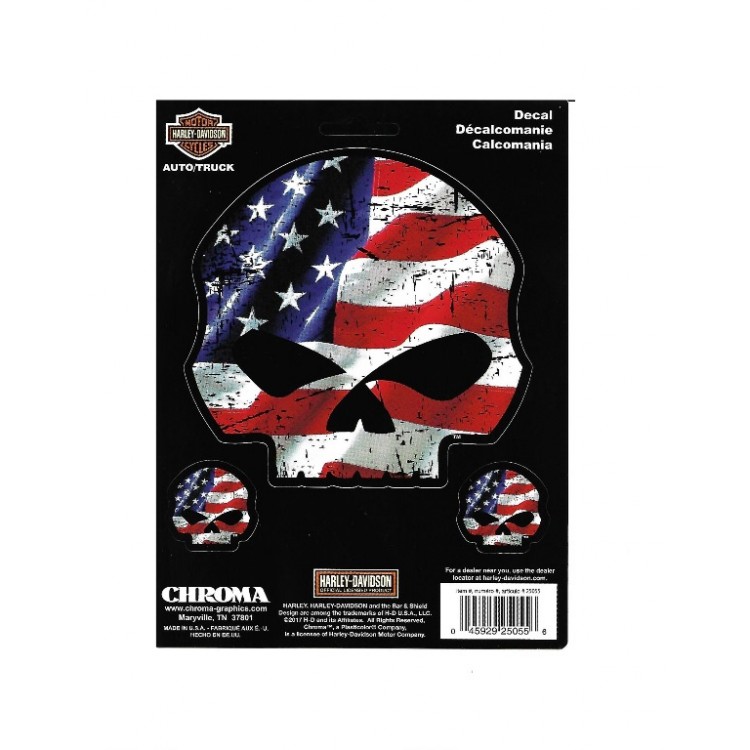 Picture of 212 Main CG25055 5 x 5 in. Harley-Davidson American Flag Willie G. Skull Decal