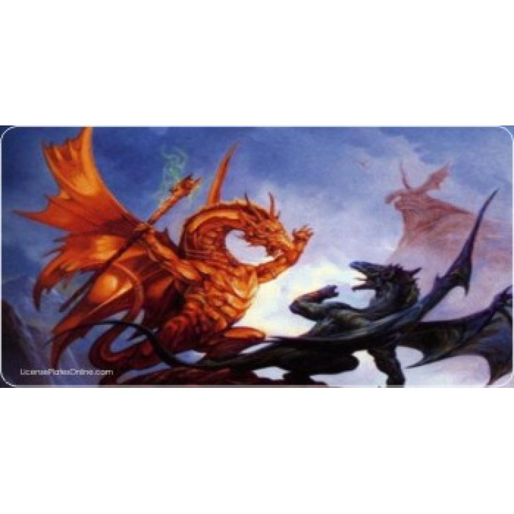 L0342 6 x 12 in. Dragons Dueling Photo License Plate