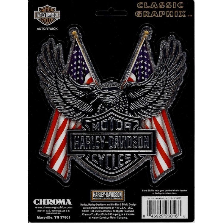 Picture of 212 Main CG26016 6 x 5.5 in. Harley-Davidson Logo with American Flag Decal