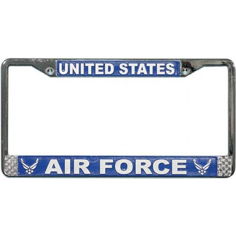 LFAF10 U.S. Air Force Wings Chrome License Plate Frame, Free Screw Caps