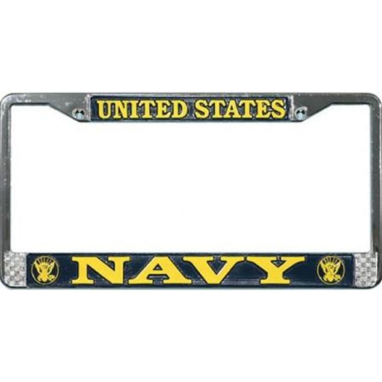 LFN01 6 x 12 in. U.S. Navy License Plate Frame, Free Screw Caps